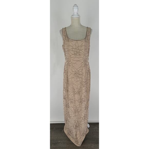 Macis Vintage Beaded Formal Evening Sleeveless Maxi Dress Womens 12 - Picture 1 of 10